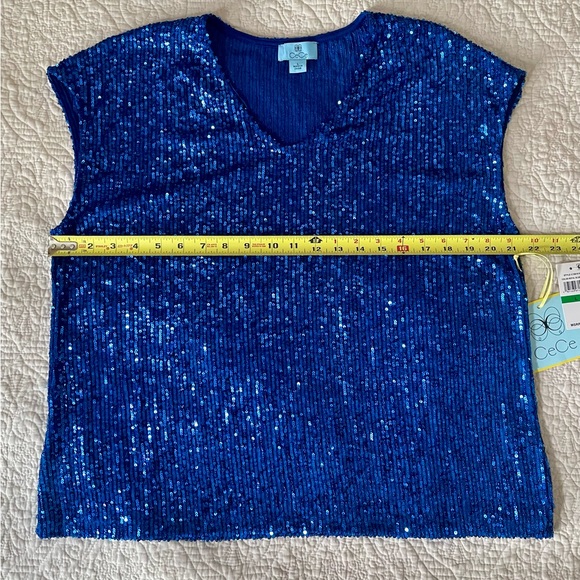 NEW Cece Royal Blue Sequin Top - Picture 8 of 12